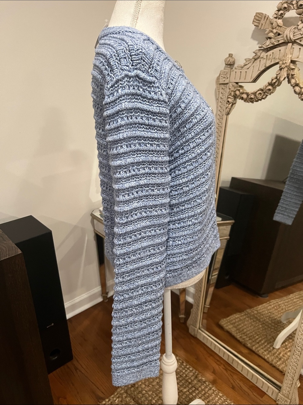 LOFT Light Blue Ribbed Button-Up Cardigan - Picture 5 of 10
